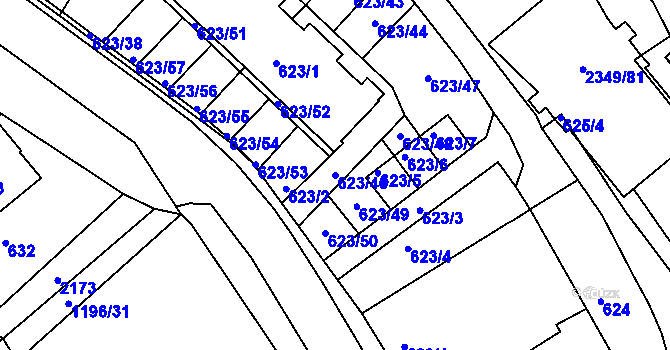 Parcela st. 623/46 v KÚ Březnice, Katastrální mapa