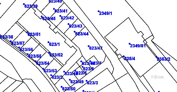Parcela st. 623/47 v KÚ Březnice, Katastrální mapa