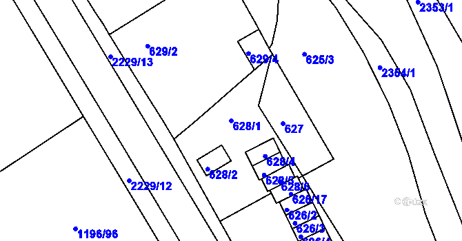 Parcela st. 628/1 v KÚ Březnice, Katastrální mapa