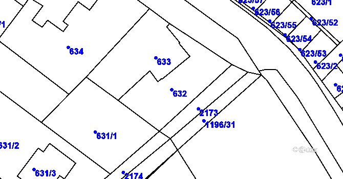 Parcela st. 632 v KÚ Březnice, Katastrální mapa