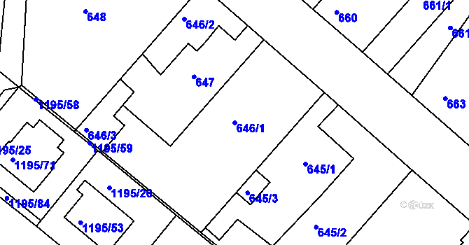 Parcela st. 646/1 v KÚ Březnice, Katastrální mapa