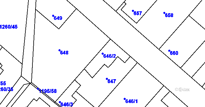Parcela st. 646/2 v KÚ Březnice, Katastrální mapa