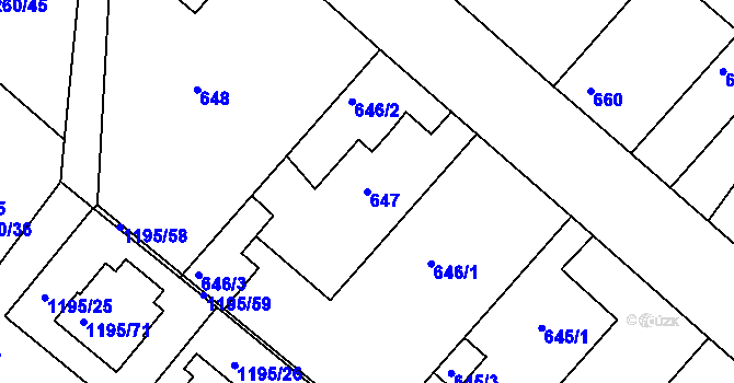 Parcela st. 647 v KÚ Březnice, Katastrální mapa