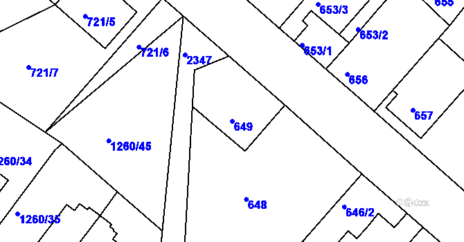 Parcela st. 649 v KÚ Březnice, Katastrální mapa