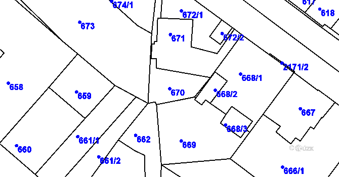 Parcela st. 670 v KÚ Březnice, Katastrální mapa