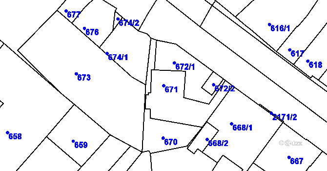 Parcela st. 671 v KÚ Březnice, Katastrální mapa