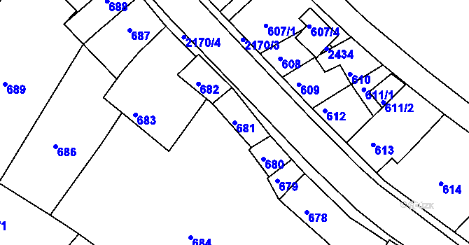 Parcela st. 681 v KÚ Březnice, Katastrální mapa