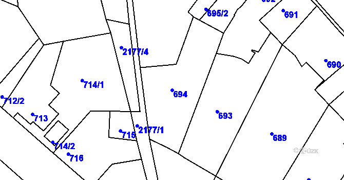 Parcela st. 694 v KÚ Březnice, Katastrální mapa