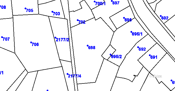 Parcela st. 698 v KÚ Březnice, Katastrální mapa