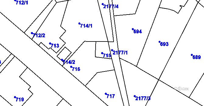 Parcela st. 715 v KÚ Březnice, Katastrální mapa