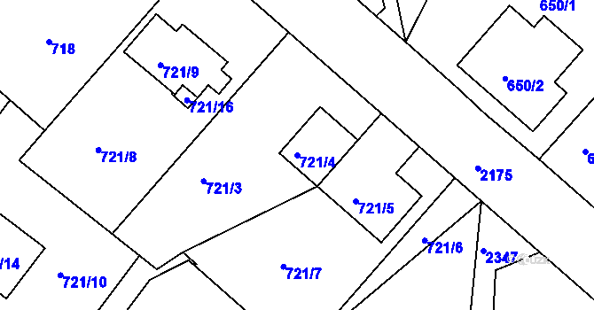 Parcela st. 721/4 v KÚ Březnice, Katastrální mapa