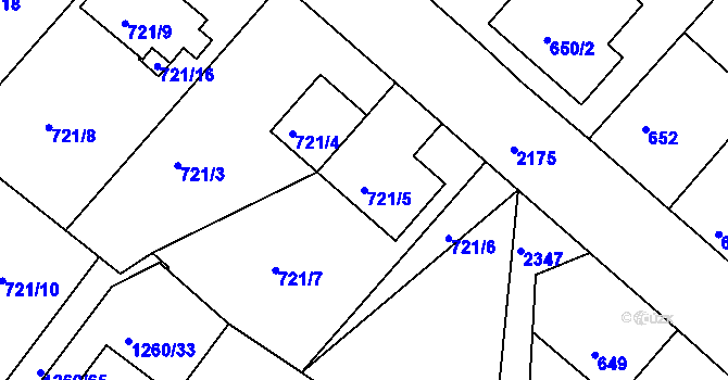 Parcela st. 721/5 v KÚ Březnice, Katastrální mapa