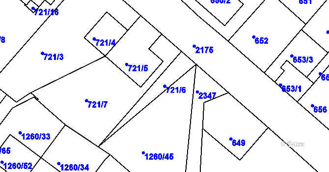 Parcela st. 721/6 v KÚ Březnice, Katastrální mapa