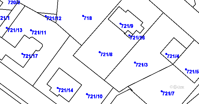 Parcela st. 721/8 v KÚ Březnice, Katastrální mapa