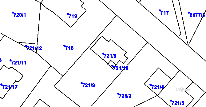 Parcela st. 721/9 v KÚ Březnice, Katastrální mapa