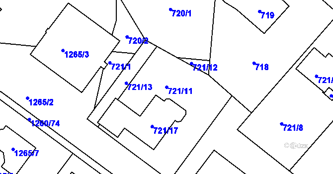 Parcela st. 721/11 v KÚ Březnice, Katastrální mapa