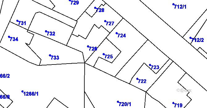 Parcela st. 725 v KÚ Březnice, Katastrální mapa