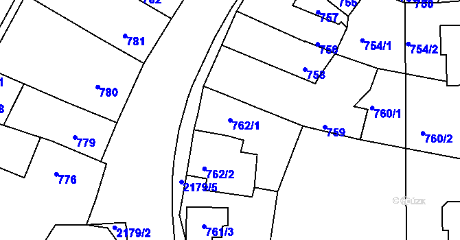 Parcela st. 762/1 v KÚ Březnice, Katastrální mapa