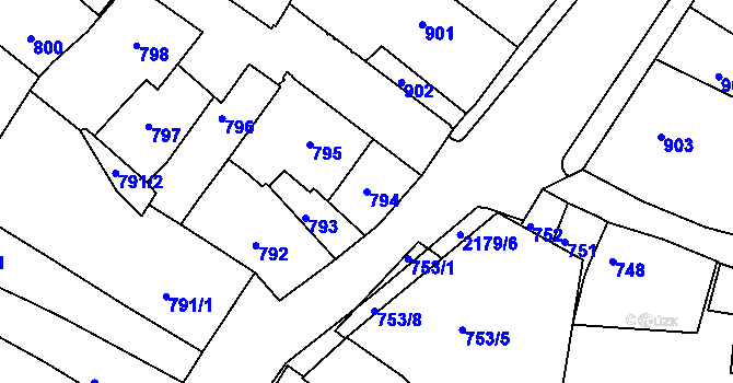 Parcela st. 794 v KÚ Březnice, Katastrální mapa