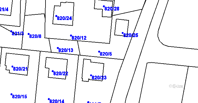 Parcela st. 820/5 v KÚ Březnice, Katastrální mapa