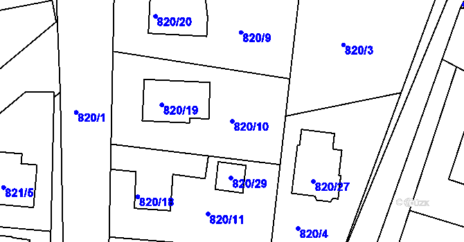 Parcela st. 820/10 v KÚ Březnice, Katastrální mapa