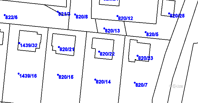 Parcela st. 820/22 v KÚ Březnice, Katastrální mapa