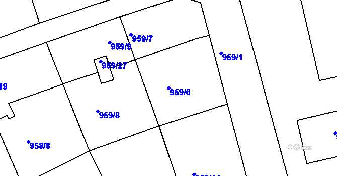 Parcela st. 959/6 v KÚ Březnice, Katastrální mapa