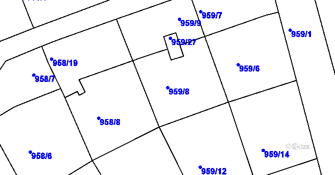 Parcela st. 959/8 v KÚ Březnice, Katastrální mapa