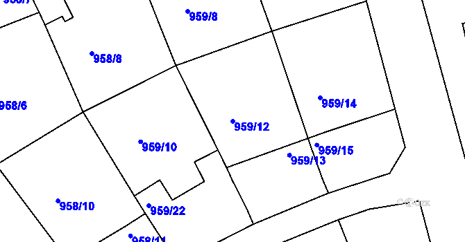 Parcela st. 959/12 v KÚ Březnice, Katastrální mapa