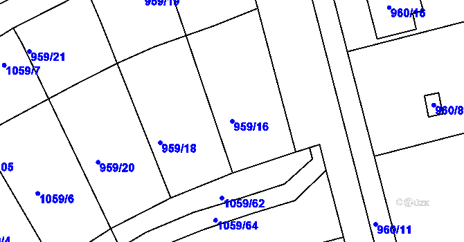 Parcela st. 959/16 v KÚ Březnice, Katastrální mapa