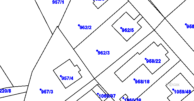 Parcela st. 962/3 v KÚ Březnice, Katastrální mapa