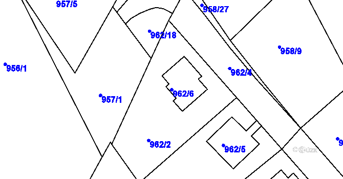 Parcela st. 962/6 v KÚ Březnice, Katastrální mapa