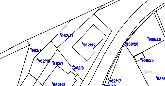 Parcela st. 962/12 v KÚ Březnice, Katastrální mapa
