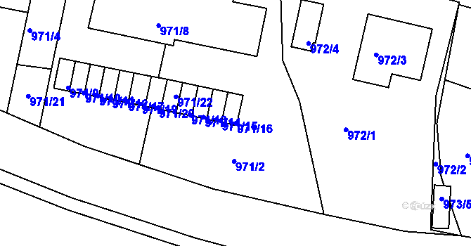 Parcela st. 971/16 v KÚ Březnice, Katastrální mapa