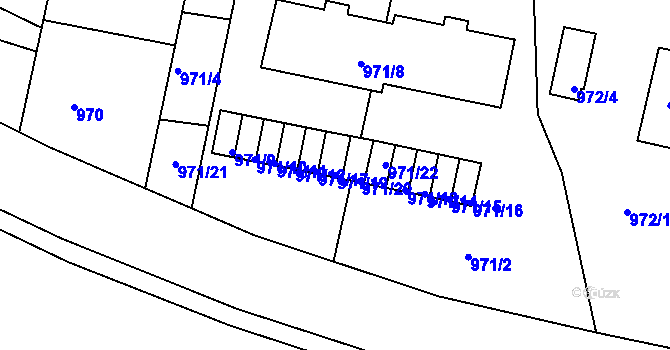 Parcela st. 971/19 v KÚ Březnice, Katastrální mapa