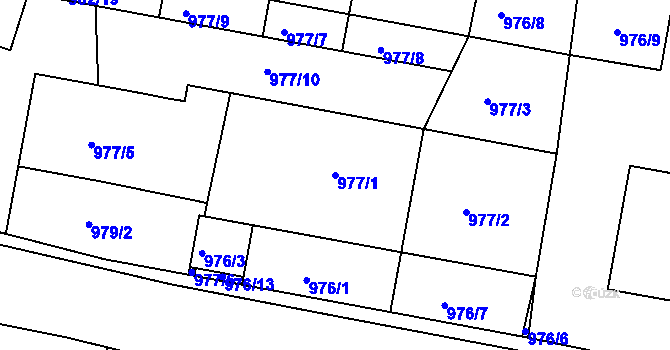 Parcela st. 977/1 v KÚ Březnice, Katastrální mapa
