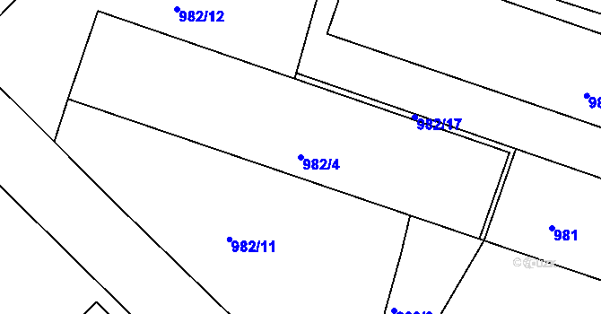Parcela st. 982/4 v KÚ Březnice, Katastrální mapa