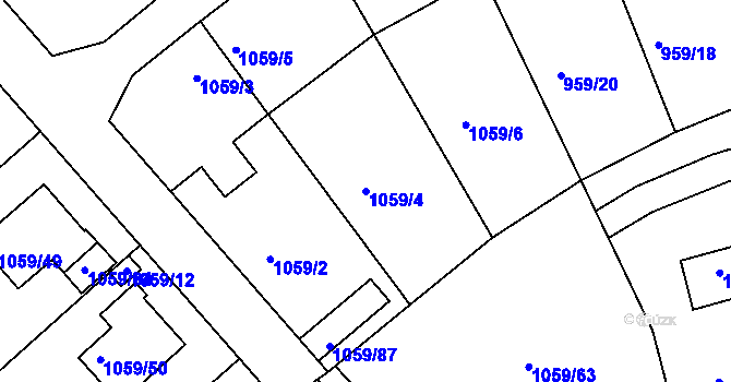 Parcela st. 1059/4 v KÚ Březnice, Katastrální mapa