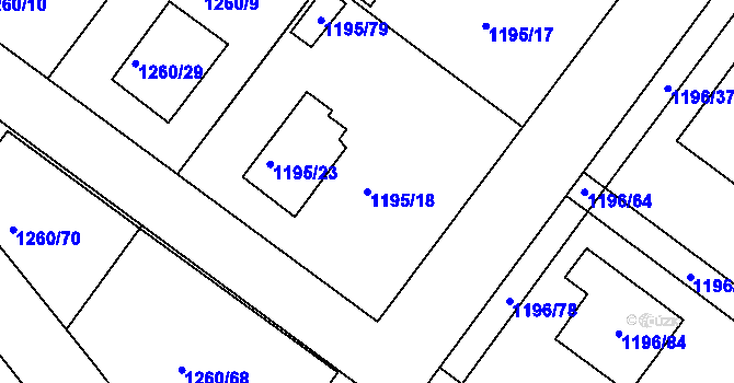 Parcela st. 1195/18 v KÚ Březnice, Katastrální mapa