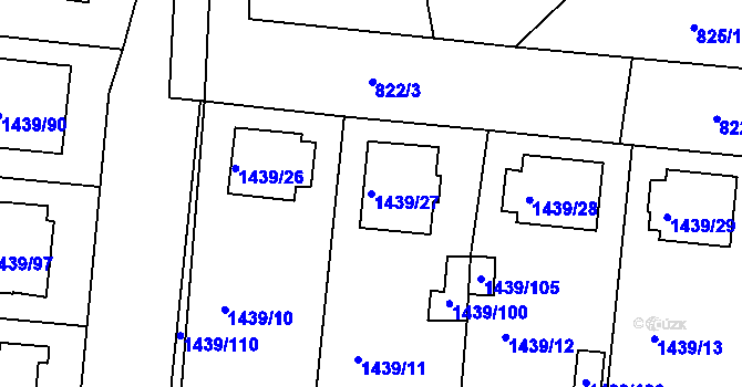 Parcela st. 1439/27 v KÚ Březnice, Katastrální mapa