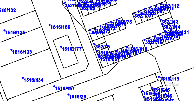 Parcela st. 1516/112 v KÚ Březnice, Katastrální mapa