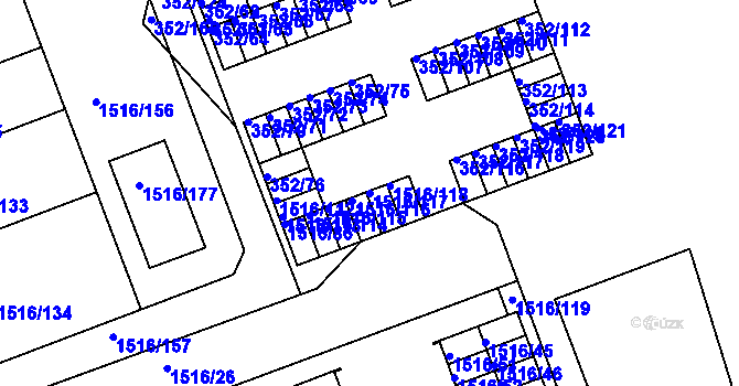 Parcela st. 1516/117 v KÚ Březnice, Katastrální mapa