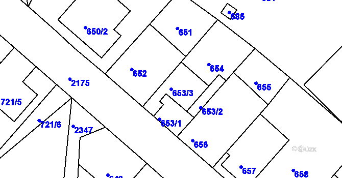Parcela st. 653/3 v KÚ Březnice, Katastrální mapa
