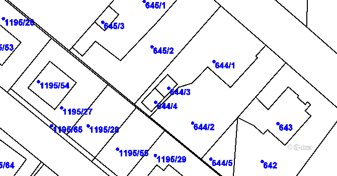 Parcela st. 644/3 v KÚ Březnice, Katastrální mapa