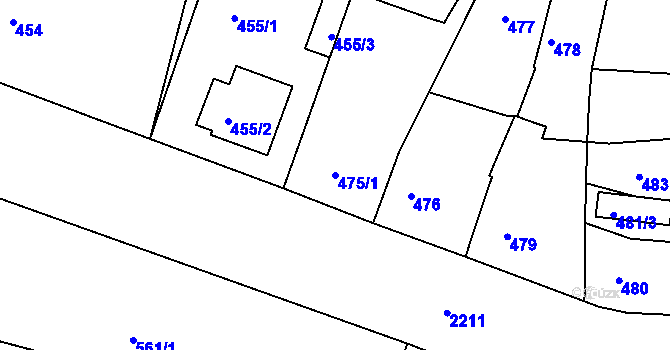 Parcela st. 475/1 v KÚ Březnice, Katastrální mapa