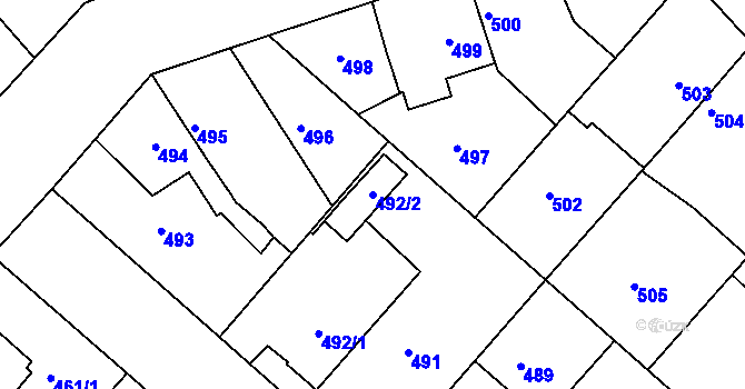 Parcela st. 492/2 v KÚ Březnice, Katastrální mapa