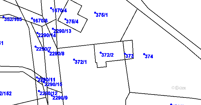 Parcela st. 372/2 v KÚ Březnice, Katastrální mapa