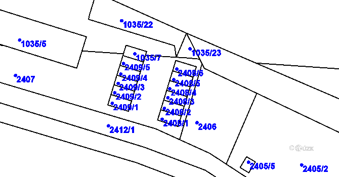 Parcela st. 2408/4 v KÚ Březnice, Katastrální mapa