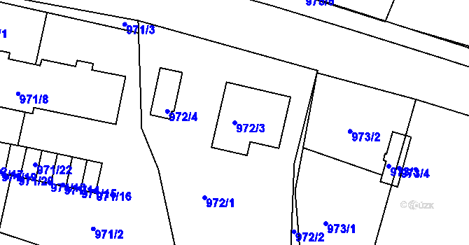 Parcela st. 972/3 v KÚ Březnice, Katastrální mapa
