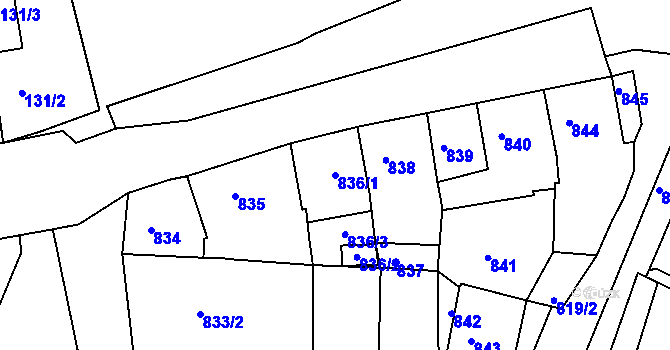 Parcela st. 836/1 v KÚ Březnice, Katastrální mapa